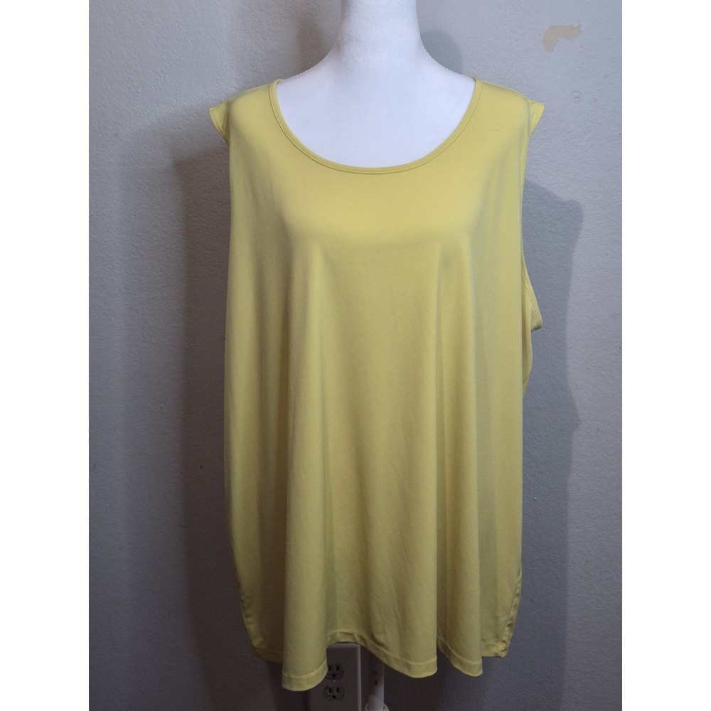 Susan Graver Yellow Liquid Knit Sleeveless‎ Stretch Top Size 3X Business Career
